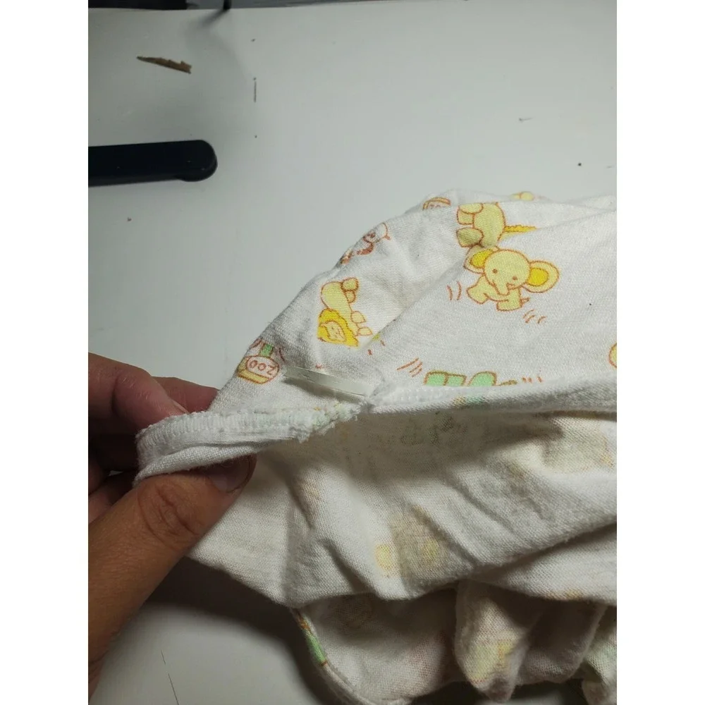 Vtg 70s Carters Cradle‎ Sheet Yellow Green Toy Trains Baby Animal USA